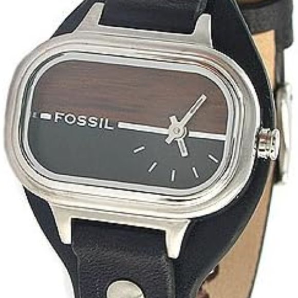 Fossil Black And Brown Face Black Leather Band Ladies Watch  -JR9717 -NWOT main image 5